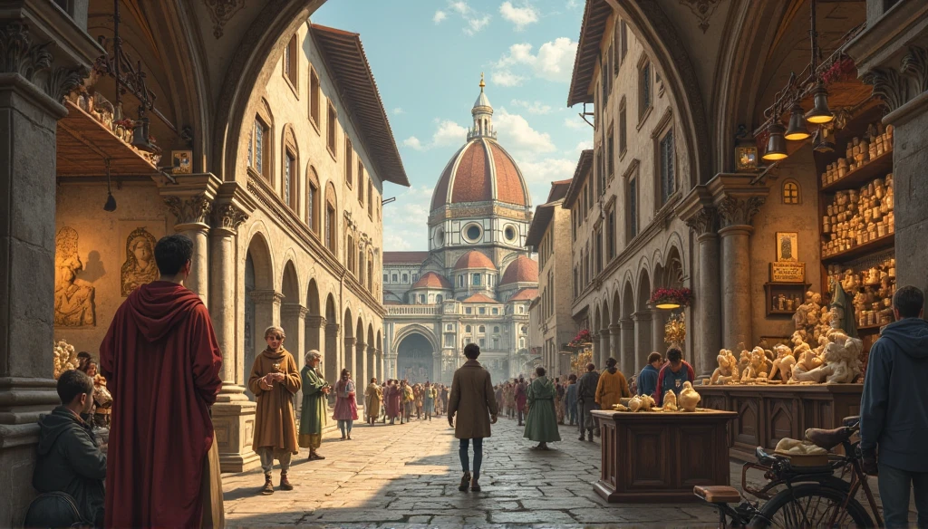 1. Transition from Time Machine to Renaissance Prompt: 
