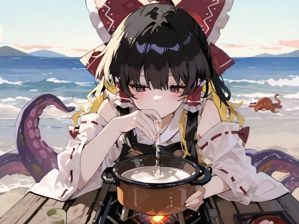 Rising half-naked girl covered in chocolate parfait ramen、Severely torn clothes are scattered、Unstable buoyancy sandstorm、Amazing dynamism、Amazing Angle