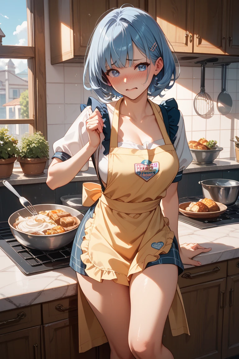 Cat ear:2.0、((masterpiece)),((Highest quality)),(Super detailed),(figure),((Very delicate and beautiful)), 1girl、((smile、Sparkling Blue Eyes、Cat ear:2.0、Silver Bob Hair:2.5))、I can see your belly、Chinese style short sleeve,Don't go up and down、Chinese style shorts、Alluring expression,An inviting body、Hot flashes、Small breasts,Sidetiletto heels、Holding a tray with a panda on it、Walking around the store、Colorful、Inside a Chinese restaurant、