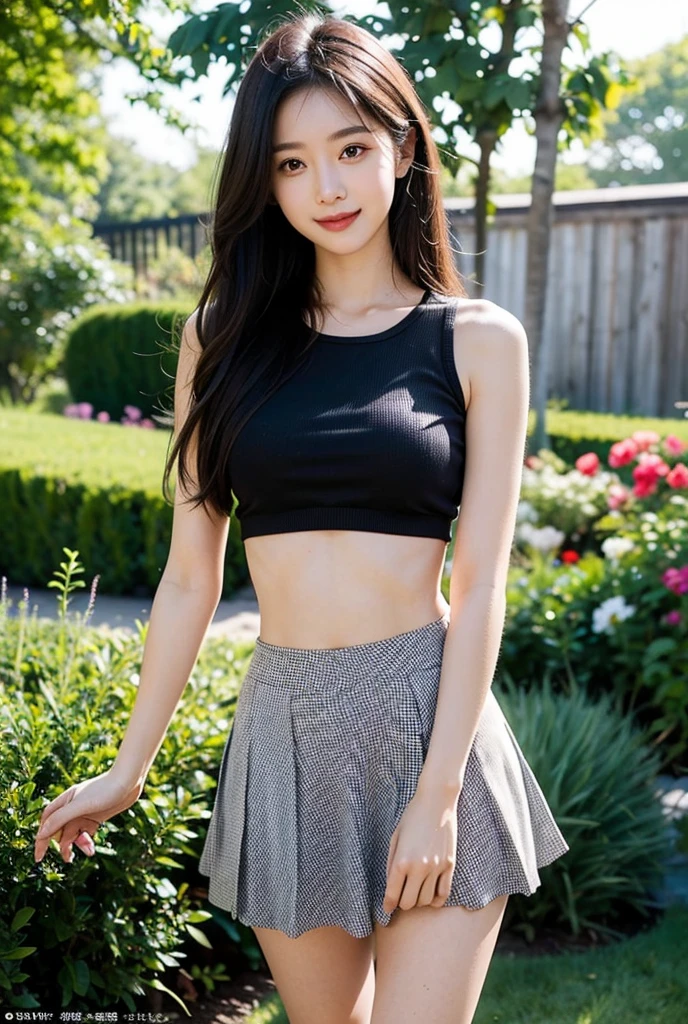 ((best qualtiy, 8K, tmasterpiece:1.3)),Focus:1.2, female high-school student,(A look of determination)(adolable),delicated face,Long hair waist-length,long hair flowing,Tilt your head,ssmile,Hair details,Delicate Full Body Portrayal,Delicate depiction of the face,Best picture quality,A high resolution,细致背景,Delicate portrayal,exquisitedetails,Rich in detail,Facial strengthening,(Crop tops,short skirt),with blue sky and white clouds,Sit Pose,The Great Wall background,There are no bags under the eyes