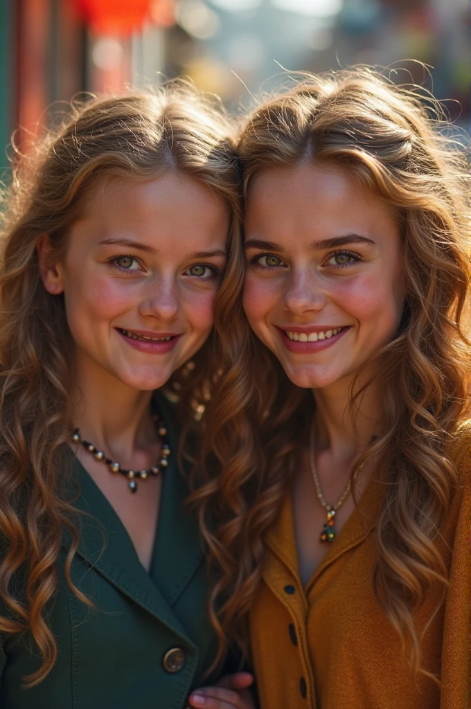 2heads, two headed girl, (a 10 year old girl and a 14 year old girl:1.5), (blonde:1.4)