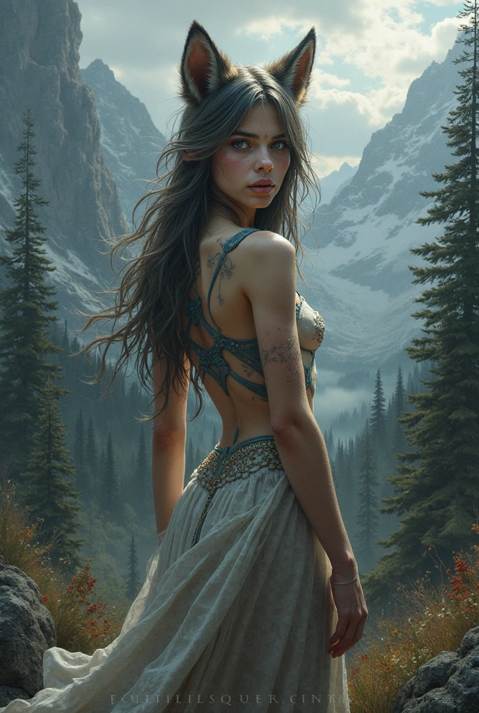 Ultra detailed digital art masterpiece, beautiful mystical tribal woman Huntergroup sitting Infront of frosty glazed lake , view from back, couple, no make up natural face , detailed rustically germanic tribal clothing, big realistic beautiful eyes, shiny eyes, ultra atmospheric details, beautiful face proportions, beautiful proportions, ultra detailed natural skin textures, complex masterpiece, beautiful proportions, wild dirty hair style, beautiful tattoos, natural special effects, complex physics, ultra realistic body proportions, enhanced colors, complimentary colors, raytracing reflections, natural couple pose , happy mimic, natural realistic positions, Ultra detailed primal freezing autumn forest background, by BoneAge , Mysterious