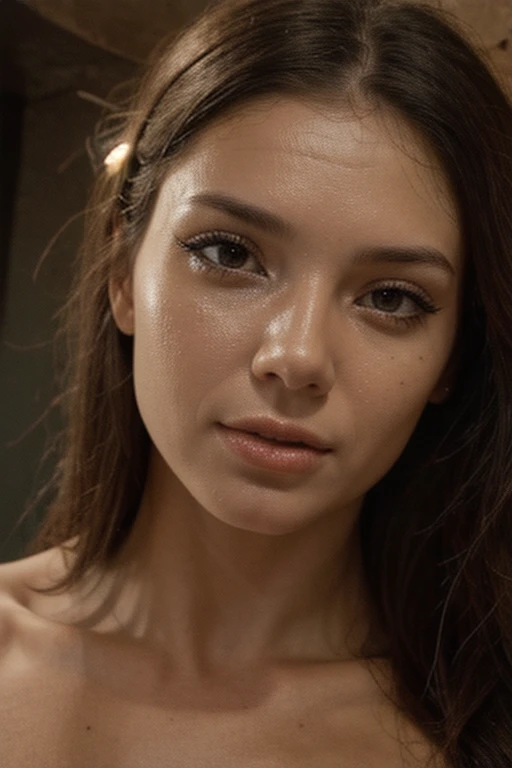 (lifelike, high quality: 1.3), best quality masterpiece, photorealistic, hyperrealistic, highres, high resolution, detailed, 8k, HDR, (Soft color: 1.2), shallow depth of field, broad light, high contrast, backlighting, bloom, good lighting quality, light sparkles, chromatic aberration, sharp focus, RAW color photo, fine skin, ((detailed facial features)), complex: 1.2, (finely detailed skin, realistic skin texture, extreme skin details, (pores:0.1), yellow-colored skin, full lips like Angelina Jolie, Brown smal eyes like megan fox as a thai woman, straight slim thai nose, beautiful, 21 years old gorgeous woman, half Thai woman, high cheekbones like Keira Knightley, round striking face, long eyebrows, straight perfect teeth