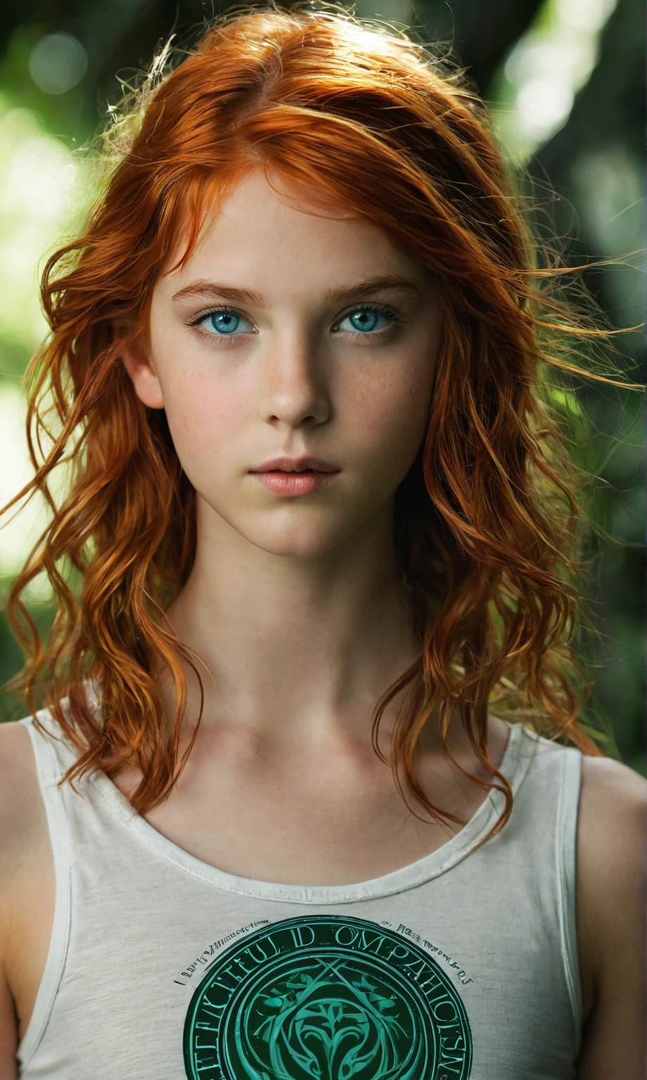 Masterpiece, stunning realistic, photorealistic, best quality, 16k,hypedetailed, hyperrealistic, Spiegelreflexkamera, 1 girl, ,orange hair,ginger,blue eyes,curly hair,summerdress