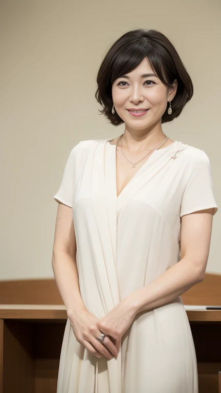(8k、RAW Photos、Highest quality、masterpiece:1.2、Perfect Anatomy)、(Realistic、Realistic)、1 female、Japanese women、(((Black Hair、short hair、49 years old、Mature Woman、Mother、Incest、Mother-息子 Incest、Obscene)))、((lingerie、Huge breasts、View from the front))