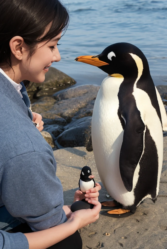 Girl with penguin