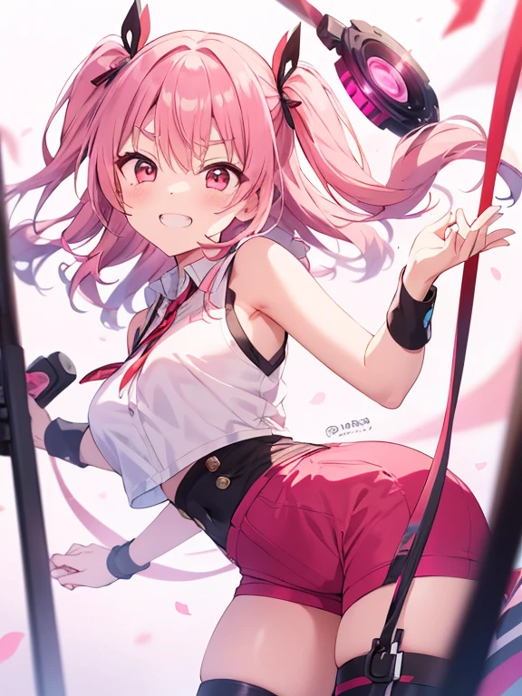 teenage girl,whip,short crop top,hot pantoots,Queen,Shake ack view,,Cord,shackle,red eyes,No underwear,pink hair,big ass,Playful,stick out your tongue,Smile