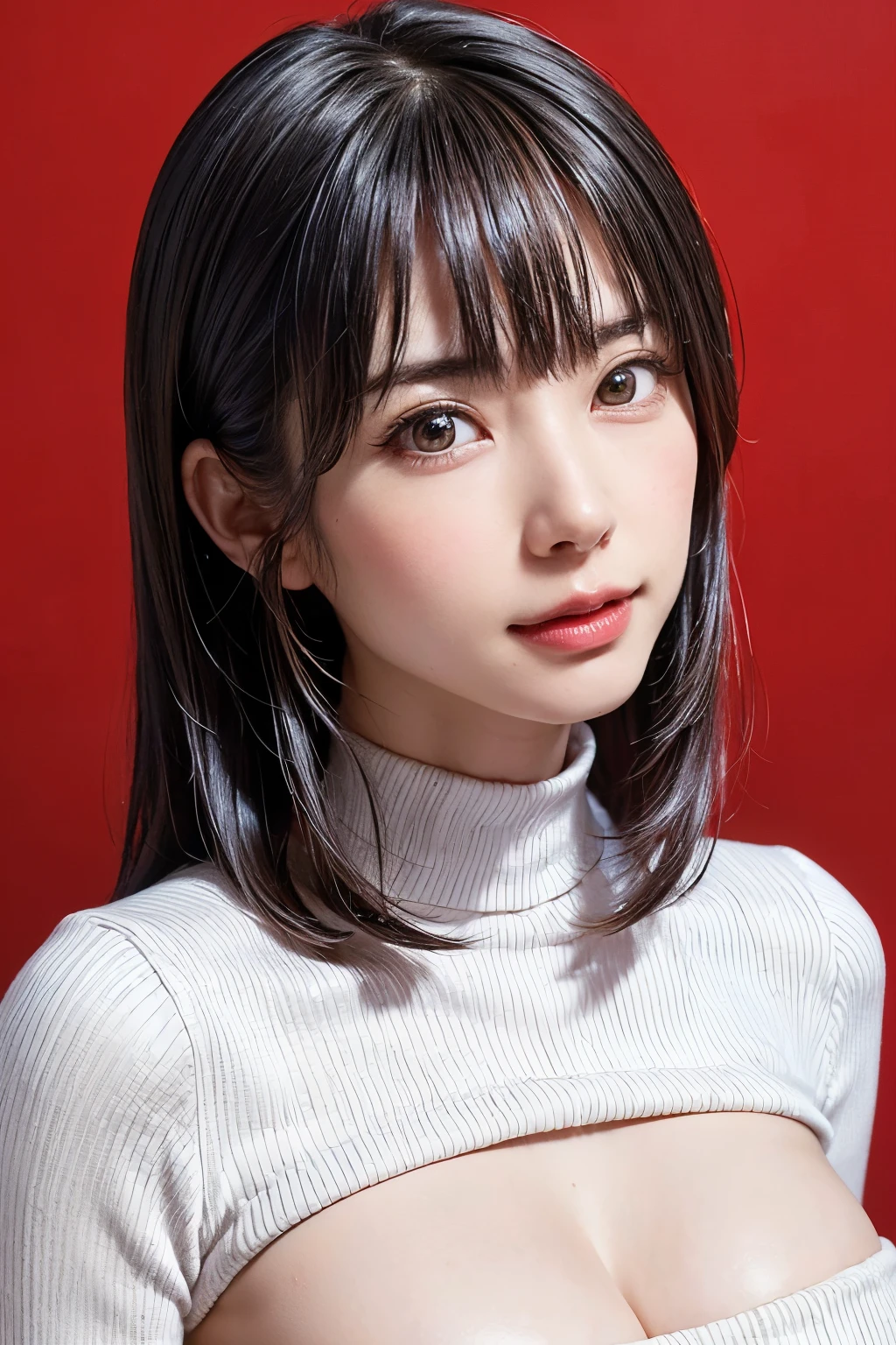 Everything is beautifully detailed:1.6,masterpiece、Highest quality、1 girl, alone, alone focus, Cowboy Shot, Portraiture, Oversized hoodie, Blue and white hoodie, half水彩画, half, ((Black Hair)), (Shiny Hair), (Gradient Hair :1.5), Curly Hair, ((Beautifully drawn delicate eyes)), Very detailedな目, Sunburn, (Dark caramel skin:1.1), Highest quality, Very detailed, White Background, Simple Background、{Huge|big|Hugeな|Mega} chest:2, chestの谷間:2、開けたchest、Perfect Anatomy、Cute Smile、short hair:2、bangs、Listen carefully、Beautiful long neck、Perfect Anatomy