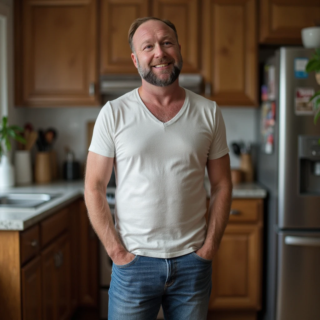 50 year old man, grey hair, slightly overweight, slightly chubby, aged face and skin, scuffy beard, balding hair, wearing a white tshirt with sneakers, standing in a suburban kitchen, conservative, entire body visible, full body, hyperrealistic, best quality, 8K, real human skin, masterpiece, extremely intricate, medium closeup, detailed eyes, detailed face, detailed body, exaggerated features, pronounced features, wearing orange colors micro thong with medium bulge,pale skin, skinny, good lighting, very pale skin, light skin, model with attractive body,medium bulge and medium butts,(Best quality, 8k, Masterpiece). High Detail , superior quality, natural lighting, beautiful, sexy, correct anatomy, good composition,realistic shapes, realistic skin tones,Natural eyes,realistic eyes,looking up at viewer,vpl,realistic muscles,Realistic wrinkles on the skin,Realistic arms and legs,Realistic face,realistic hair,Make a sexy and seductive face, Clear Focus: 1.2, Perfect Body virile: 1.4 , Slender Abs: 1.2, Highly detailed face and skin texture, detailed eyes, double eyelids, big upper lip, man focus,amazing composition, front view, HDR, volumetric lighting, ultra quality, elegant,Post a erotic photoshoot,Realistic pose,detailed hair,full body,Fujifilm XT3 photorealistic art by midjourney