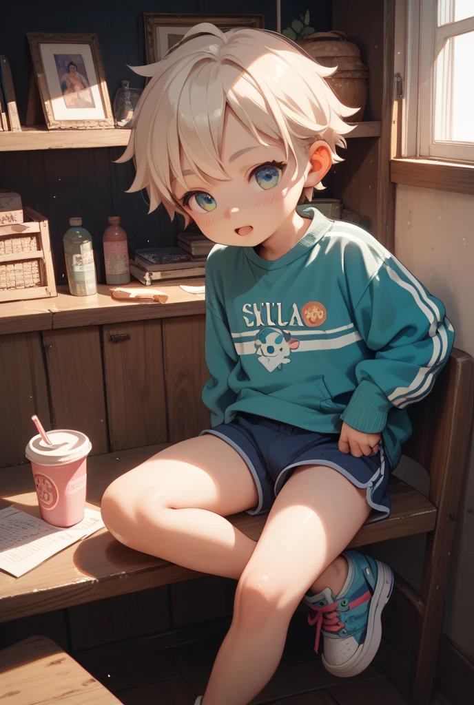Cute 6 year old anime boy wearing cute socks and super kawaii animal pajamas