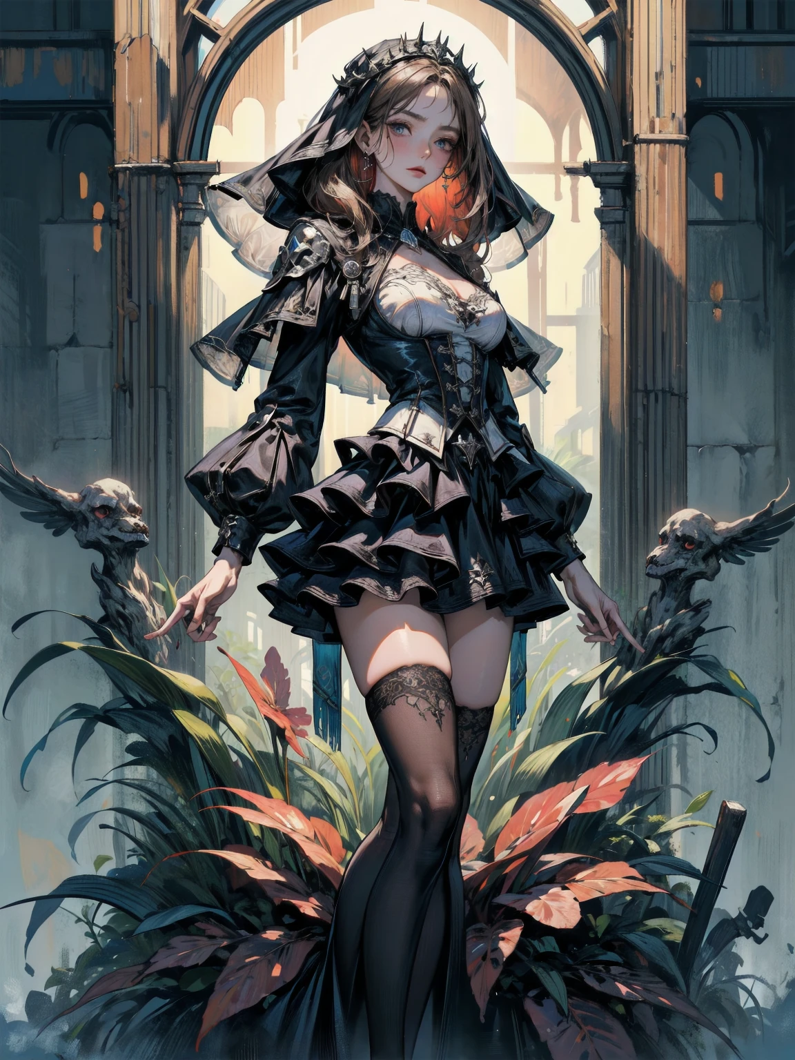 high details, best quality, 16k, RAW, [best detailed], masterpiece, best quality, (extremely detailed), full body, ultra wide shot, photorealistic, dark fantasy art, goth art, RPG art, D&D art, a picture of a dark female fairy in a goth church extremely beautiful fairy, ultra feminine (intense details, Masterpiece, best quality), best detailed face (intense details, Masterpiece, best quality), having wide butterfly wings, spread butterfly wings (intense details, Masterpiece, best quality), dark colors wings (intense details, Masterpiece, best quality), black hair, long hair, shinning hair, flowing hair, dark smile, wicked smile, blue eyes, dark red lips, wearing [red] dress latex corset (intense details, Masterpiece, best quality), dynamic elegant dress bondage gear, chocker, wearing high heels, (intense details, Masterpiece, best quality) a dark goth era street background, dim light, cinematic light, gaslight lamp light, High Detail, Ultra High Quality, High Resolution, 16K Resolution, Ultra HD Pictures, 3D rendering Ultra Realistic, Clear Details, Realistic Detail, Ultra High Definition hihelz
