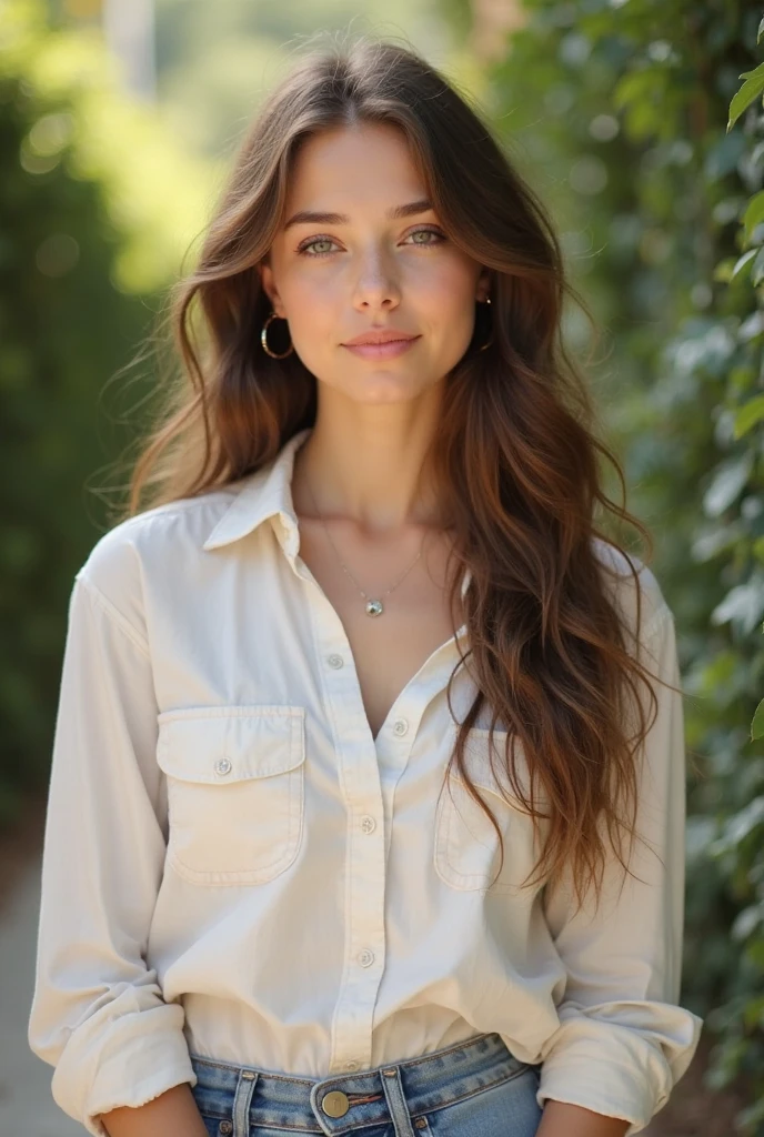 (best quality, ultra-detailed, photorealistic: 1.39), Face of naughty 20 year old teenager, bright and vibrant colors, studio lighting, romantic expression, Perfect big breasts, cute blouse, long sleeves, jeans, Short blonder hair, bob style, bangs flowing in the wind, attractive eyes, lips bright, sexy pose, smiling seductively, posing for a professional photo shoot, shallow depth of field, soft natural lighting, creating a dreamy and magical atmosphere, street, summer, sunny day, trees