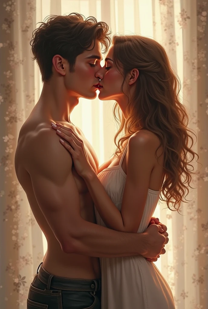 Neck kissing girl and boy