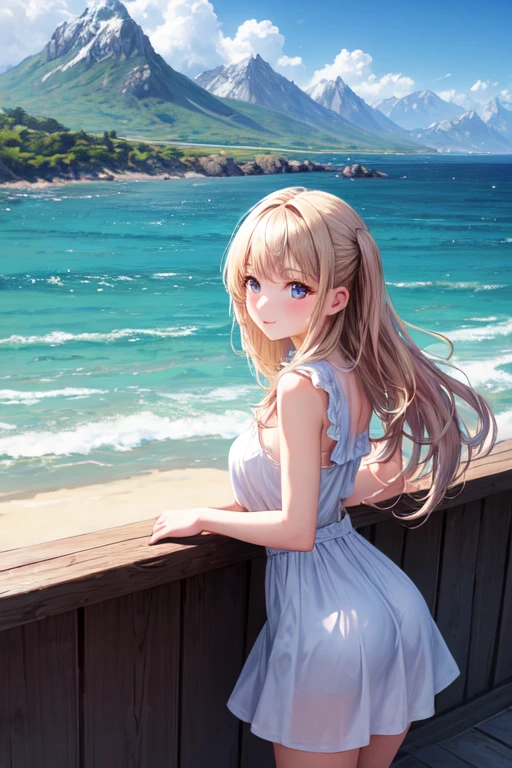 (best quality,4k,8k,highres,masterpiece:1.2),ultra-detailed,(realistic,photorealistic,photo-realistic:1.37),portrait,beautiful detailed eyes,beautiful detailed lips,extremely detailed eyes and face,longeyelashes,UHD,studio lighting,ultra-fine painting,sharp focus,physically-based rendering,extreme detail description,professional,vivid colors,bokeh,landscape,colorful,soft lighting,ethereal,happy,joyful,summer sunshine,floral dress,flowing hair,sunlit clouds,romantic atmosphere,smiling expression,carefree,love,romance