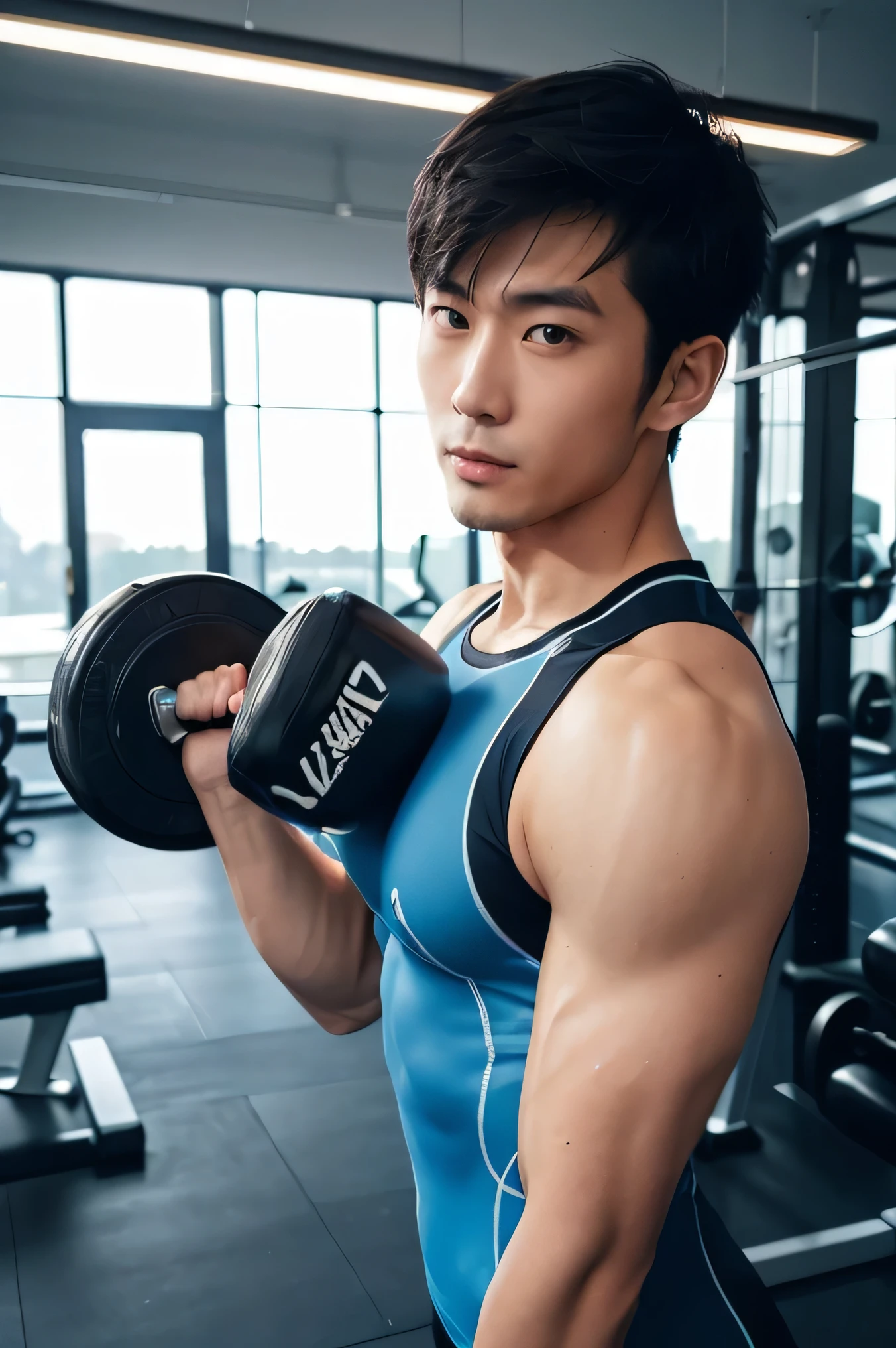 arafed male athlete holding a pole in a gym, joongwon charles jeong, joongwon jeong, kim doyoung, by Kim Eung-hwan, jung gi kim, jeongseok lee, jinyoung shin, hyung tae kim, siwoo kim, kim jung giu, taejune kim, hyung-tae kim, hyung - tae kim