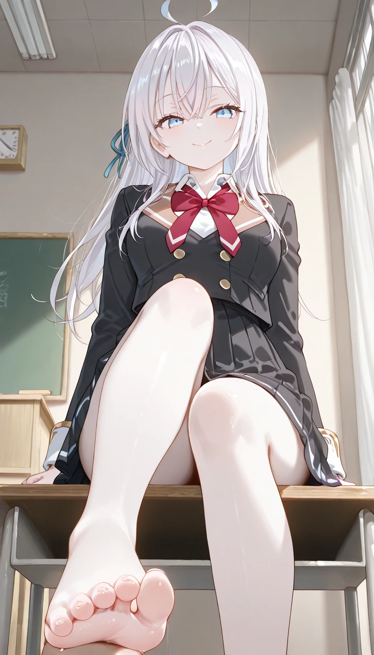 RAW Photos, Highest quality, High resolution, Very detailed、 8K image quality、、Panties、skirt、uniform、13 years old、classroom、Grey Hair、Good friend threesome