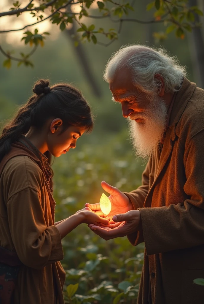 {high quality}, Octane Rendering, Ultra HD, Depth of Field, epic, Movie, ancient China, girl, Cute face, Blue sky and white clouds,Transparent white clothing, pregnant,Tall caucasian grandpa hugging him from behind