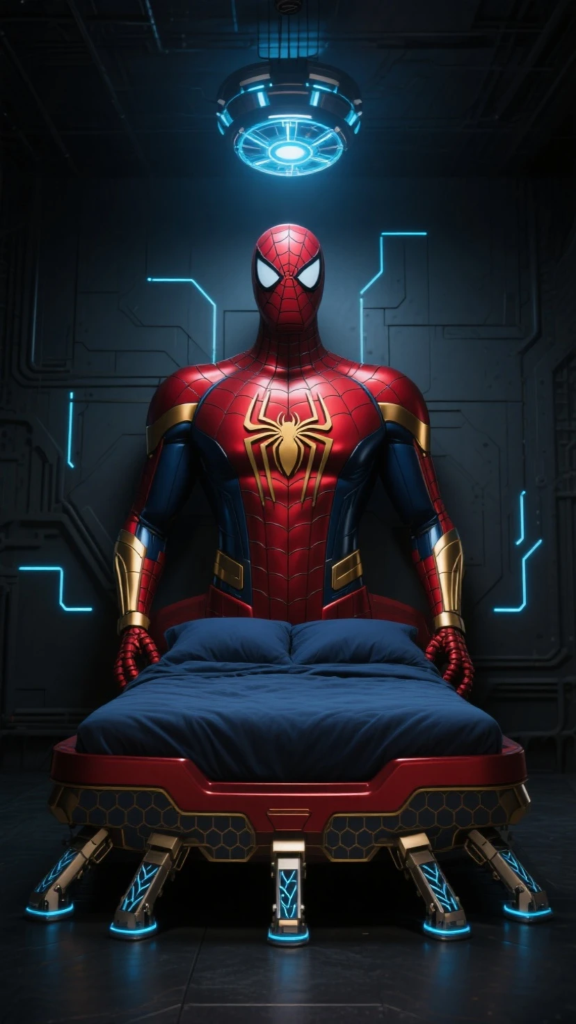 Marvel movies,full body,photo of a 18 year old girl,ironman,lying on bed,happy,looking at viewer,blue eyes,pillow,ray tracing,detail shadow,shot on Fujifilm X-T4,85mm f1.2,sharp focus,depth of field,blurry background,bokeh,<lora:add_detail:1>,