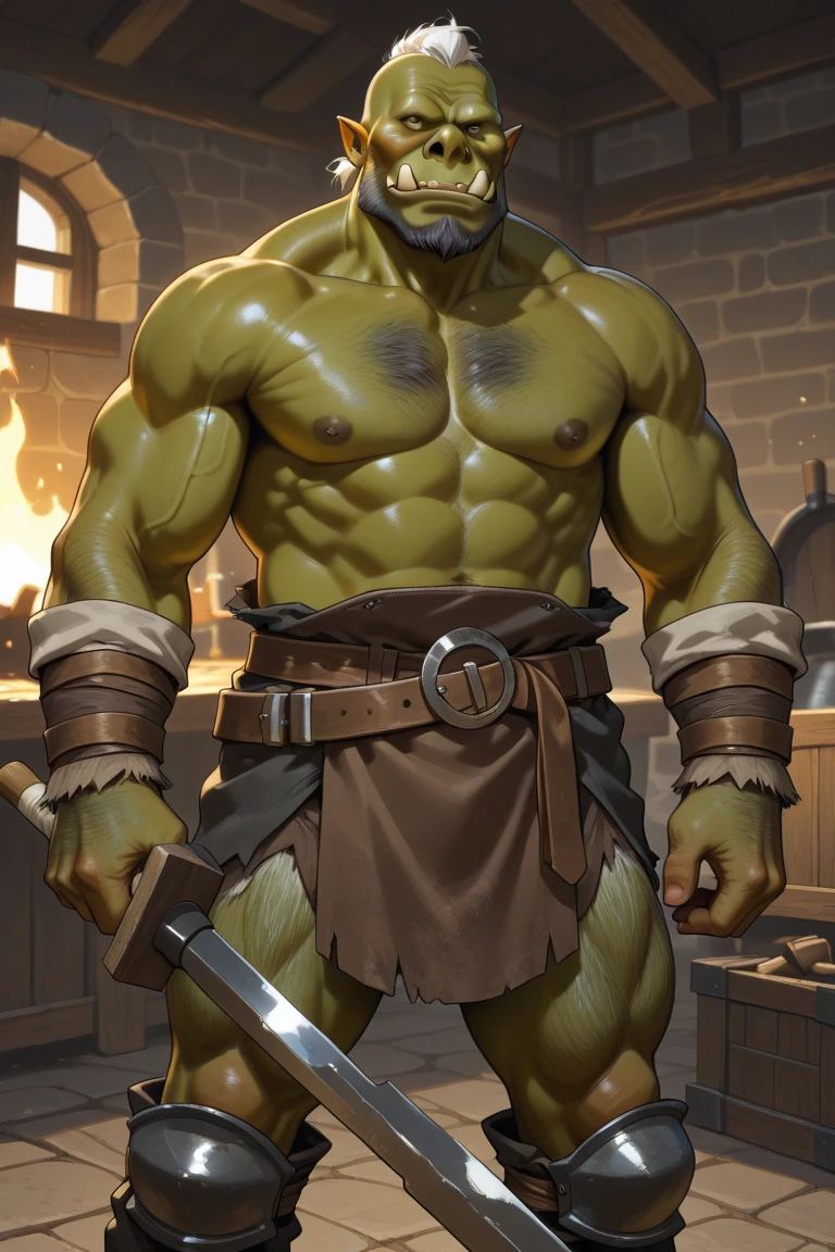 Overly muscular adult chained Montgomery gator smearing milk 