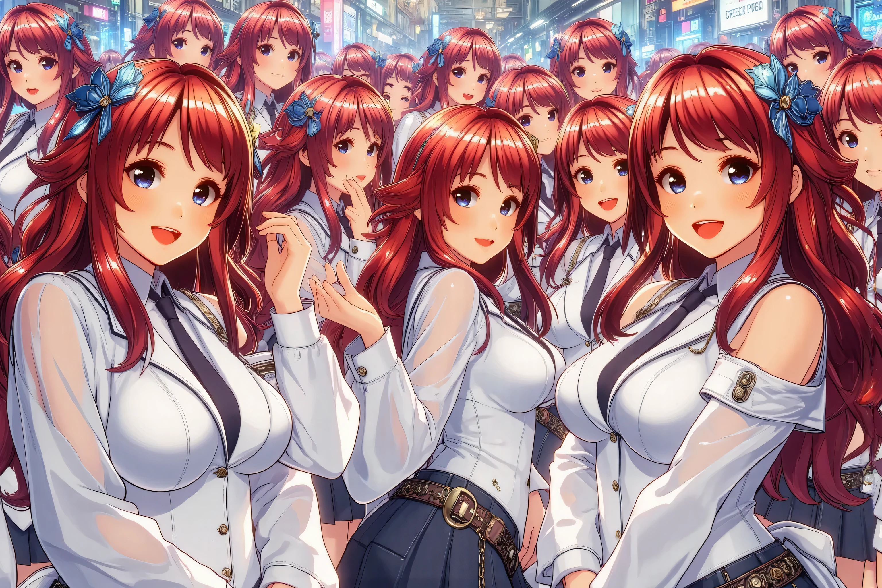 (((Myself=Japanese Beautiful Super Clones multiply girls))), (((((Myself OnlyのSuper Clones multiply girlsが大量増殖して超大群衆のMyself OnlyのSuper Clones multiply girlsと熱愛や溺愛してラブ抱擁した描写, Myself OnlyのSuper Clones multiply girlsはMyself OnlyのSuper Clones multiply girlsと淫乱中))))), (((high quality Animation Art))), (Super Best masterpiece, 16K, 最高画質, 超高解像度, 超最高の作品完成度), (((茜色の髪, 超とてもカワイイ笑顔, 嬉しい表情))), (((((とても美しく繊細で正確な女体の動き, とても正確で違和感ゼロの手や足の緻密な動き, 超巨乳, 胸の谷間強調))))), (((春服のカジュアル衣装))), (とても詳細で正確な1点透視図法描写, 超広角視界, Super wide view, 多彩なカメラアングル描写, ど真ん中被写体要らない),