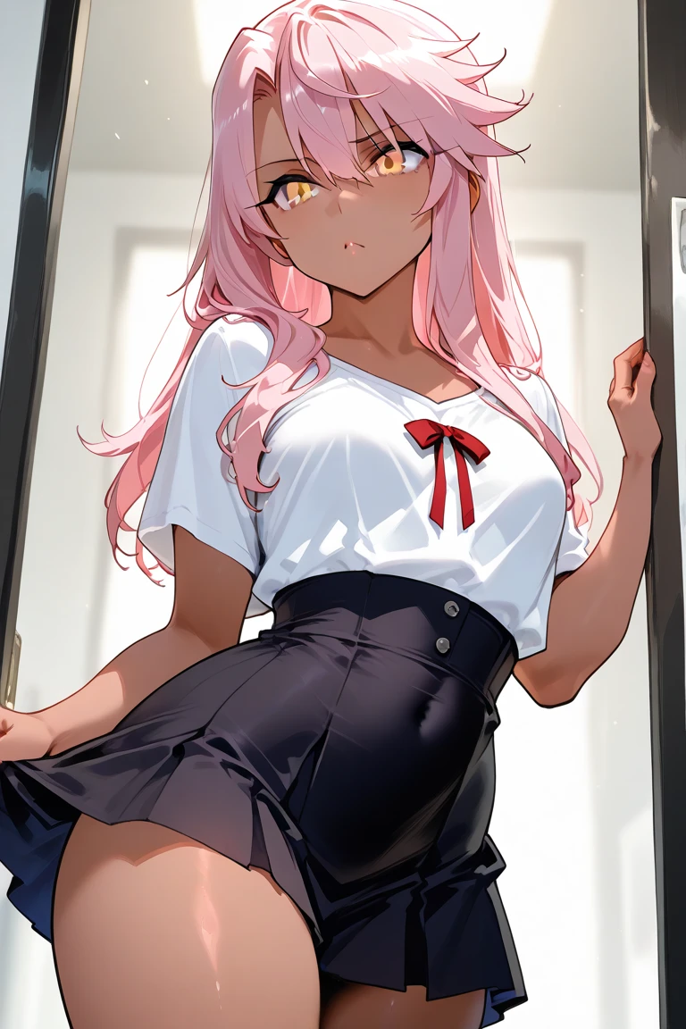(best qualityer:0.8), (best qualityer:0.8),k hd,high qulity,1girll,Pink hair,pony tails,adolable,skinny and thin,Sexy clothes