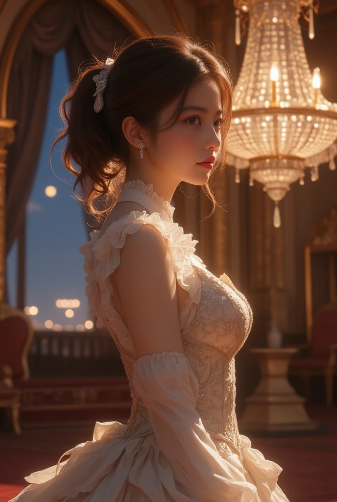 (practical, Photorealistic:1.37), (masterpiece, Highest quality:1.2), (Ultra-high resolution:1.2), (Original photo:1.2), (Clear focus:1.3), (Face Focus:1.2), (Highly detailed CG Unity 8k wallpaper:1.2), (Beautiful Skin: 1.2), (Pale skin:1.3), (Super sharp focus: 1.5), (Super sharp focus:1.5), (Beautiful and clean face:1.3), (非常にDetailed Background, Detailed Background:1.3), Bokeh, Depth of written boundary, rest, Image of a Very Cute and Beautiful Japanese Woman, (bride), business suit, (2:1.1), smileの少女の肖像画, Full body image, from the front, Symmetrical Configuration, (Studio Lighting:1.3), (Cinema Lighting:1.3), (Rear window lighting is backlit:1.3), (surface light:1.3), Light Enveloping Her Entire Body, Looking straight at you, Persistence, Sexy model posing, rest, (Chestnut Half-Hair:1.2), Dark brown eyes, Beautiful Eyes, Princess Eyes, Mahogany Hair, A single hair, bangs, slim, Abdominal muscles, (Huge breasts;1.35), (Willow West:1.15), (Details of a beautiful girl:1.4), (Pure White Elegant and Gorgeous Lace Silk Wedding Dress:1.3), (BaliOcean view背景:1.2), (smile, happiness:1.3), ((Perfect female body)), (Upper body image:1.3), Encircling the head, Perfect Dramatic, Volumetric lighting, Professional majestic oil painting, Glowing Skin, CT Anatomy, Perfect Proportions, 8.Five Really Small, Face Focus, Ultra practical Photo, Extremely clear images, Ultra-high definition images, Bali, Ocean view, nature, External, ((walking beach:1.2,evening,Sunset)),