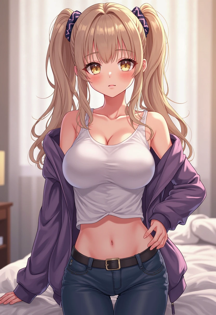 Masterpiece,Highest quality,8k,Ultra-high resolution,appropriate margins,lighting,Depicted from the waist up,BREAK,(1 person),Very beautiful school girl,Slim body,(The richest big breasts),Moisturized Skin,BREAK,(Golden Hair),mascara,Red eyeliner,Light pink lip,Thin teak,Thin eyebrows,BREAK,Light purple eyes,BREAK,Cute expression,Open your mouth a little,BREAK,A little long hair,Unshaven,BREAK,(Black underwear),(Wearing a hoodie),(Shorts),(Fast food restaurants),BREAK,Eye contact