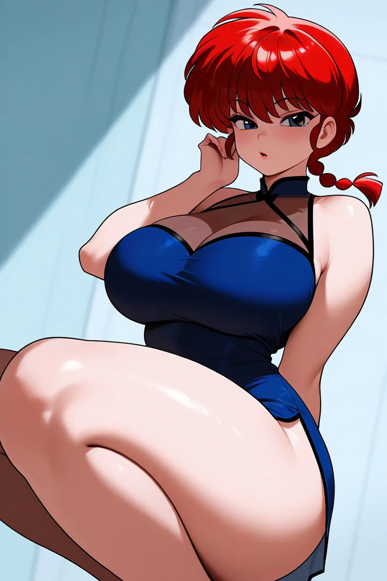 akane_tendo-ranma, precious girl posing sexy, ((in sexy black bunny costume, strapless:1.1)), bunny-ears headband, (red bowtie), short wavy blue-haired with bangs, (large eyes), thick lips, charming smile, perfect body, perfect , exhuberant cleavage, thin waist, ((blue_pantyhose)), perfect legs, thick thighs, ((plain background:1.3)), best quality, close-up shot, masterpiece, uhdd, best_quality, highres, air oral sex, portrait