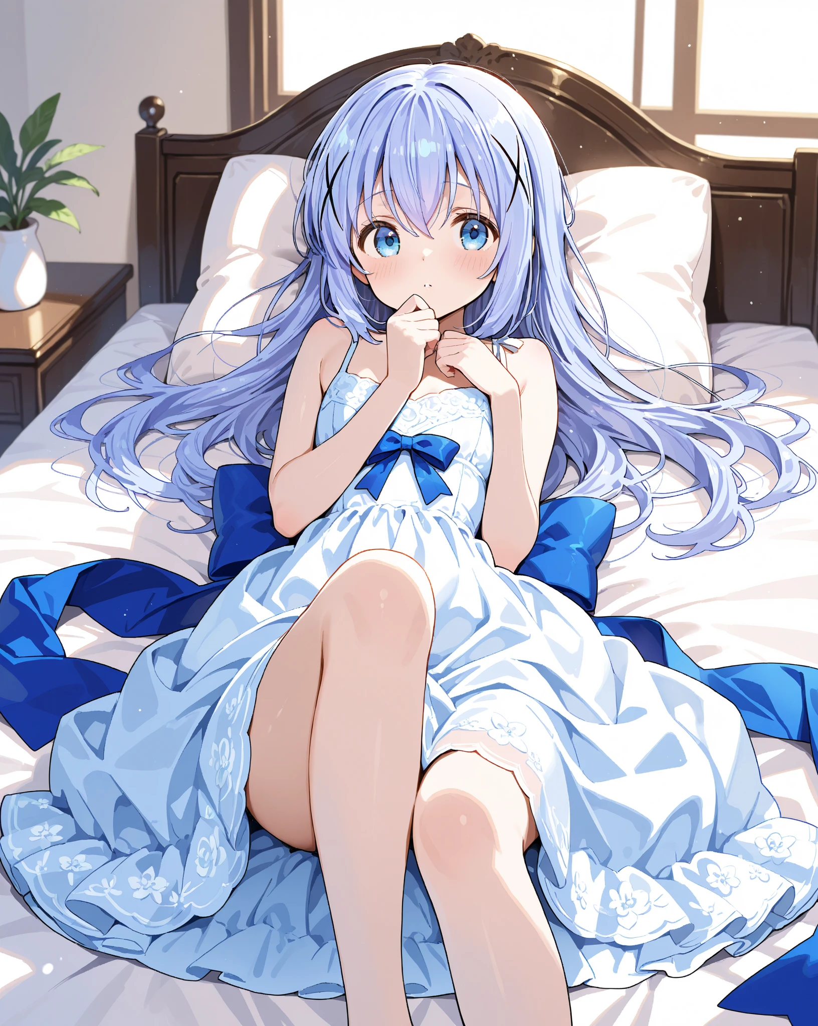 yano kuromu, kuromu second, blue hair, long hair, wavy hair, white dress, jacket, animal print, pantyhose, off shoulder, sleeveless, masterpiece, best quality, 1girl, solo, (score_9, score_8_up, score_7_up), source_anime, absurd_res
