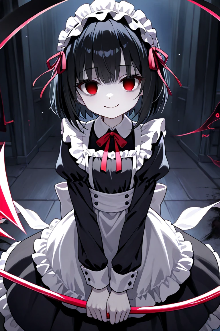 anime, hdr, soft light, ((best quality)), ((masterpiece)), (detailed), (low key, dark theme:1.2), <lora:Eriko_V0.8:0.8> eriko, (glowing red eyes:1.1), red dress, red capelet, fur trim, cleavage, elbow gloves, looking at viewer, yandere, evil smile, open mouth, blood, shaded face, empty eyes, jail, prison, (glowing in the dark, emerging from the shadows, dark, darkness, pitch black, shadows:1.4), peeking out upper body  <lora:peeking_out_upper_body_pruned:1>, <lora:lowra_v10:0.6>