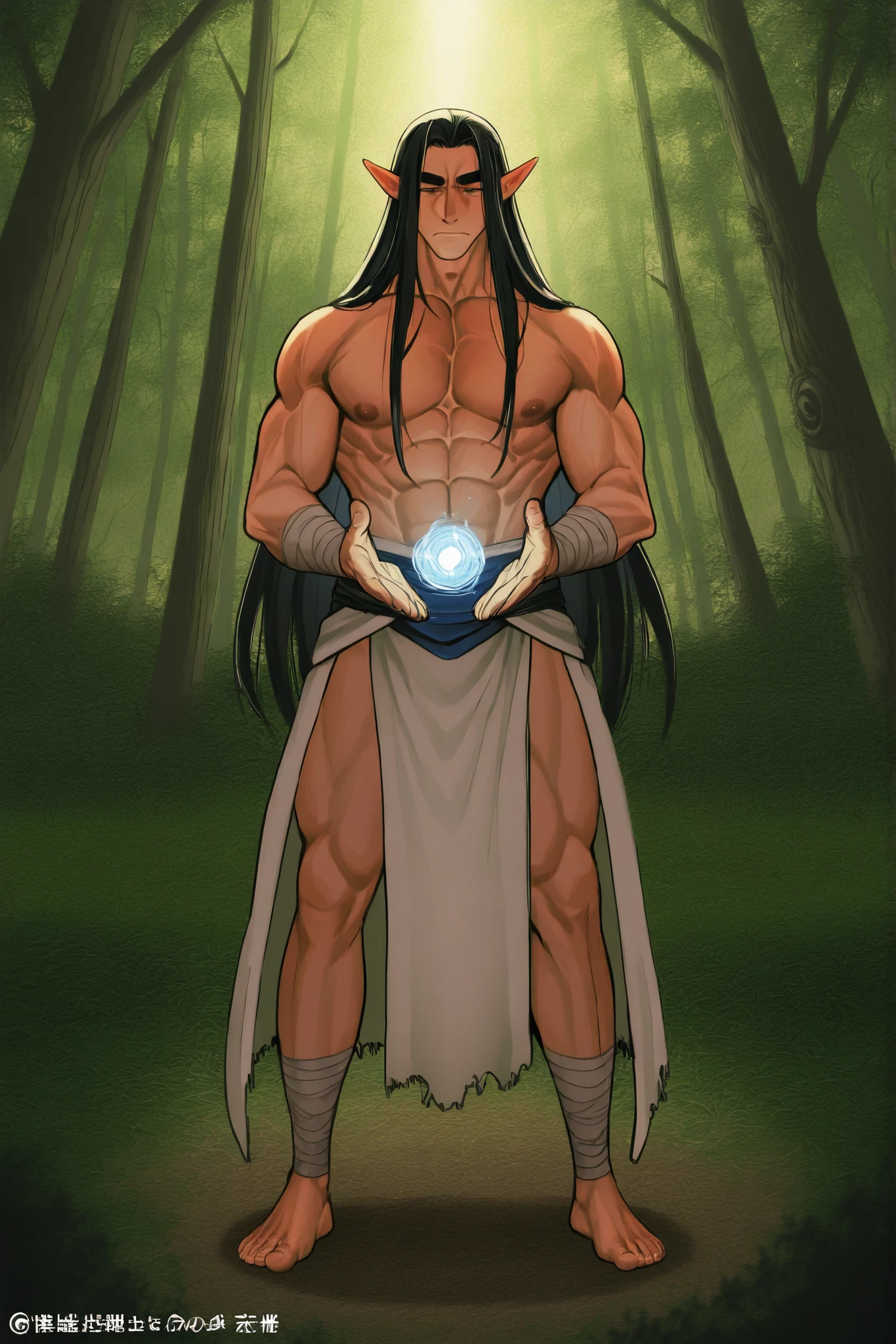 guy; elf; dark fantasy; powerful insect and spider magic; elf; black long hair, black thick eyebrows ; elf друид, kind, Cute, are gentle, guy; in full height; the forest; elf-друид; молодой male; INFP 4w5; the forest на заднем фоне; elf друид в the forestу; kind; male, guy; in full height; posing game; полный рост; на теле и лице много зеленых магических рисунков; много волос на теле; bara; много несекомых и пауков