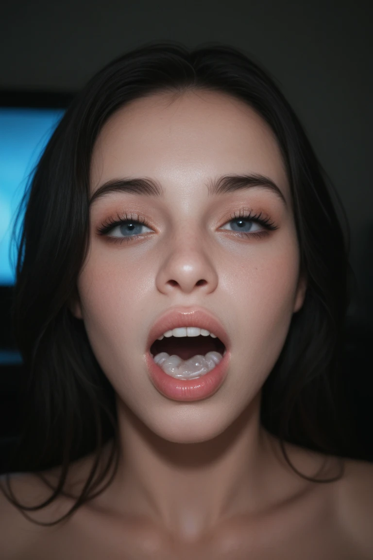 Emery Ratajkowski, retina, textured skin, anatomically correct, high details, high quality, ((Dark Eyes,black eye)),Very beautiful face and eyes, Big eyes, 1 female、Real skin type,Pores are visible,maid Cafe((Cafe table))(((A string of drool dripping from the top of the tongue)))((Maid clothes,White prim))smile,Realistic skin texture,Skin with visible pores,Maid,Maid clothesで出迎える,30 years old,Skin wrinkles、((tears (((snot)))to flush))