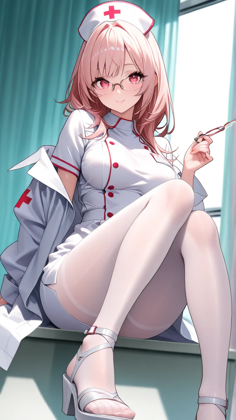 Infirmary, curtains, 1girl, nurse, transparent white dress, masterpiece, best quality, very detailed, (NSFW: 1.2)