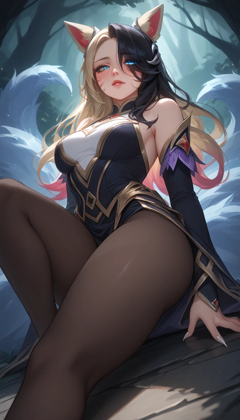 (solo:1.3),
ahri, 8k high quality detailed art, (((pov top down view)), (missionary ), (lying on bed), (sex(anthro gets fuckedhuman), ( human penis insidena), ((sweatyreampie), ((sperm reac)), (impregna, (fertilizati (thick), (small boobs), (very slim waist), black legs, (e out), (moaning), lying, kda ahri cosplay, 1girl, cleavage, strapless