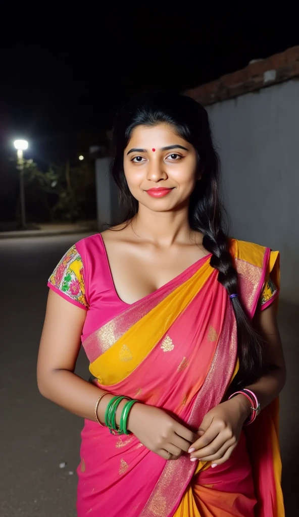 day scene, extreme close up photo of Pranitha Subhash from top view, wearing saree and no bra, big cheeks, swooping breasts, kneeling in a balcony, armpits, (blue eyes:1), necklace, 35 yo, look at viewer and smile, (cinematic:1.3), intricate details, (ArtStation:1.2)