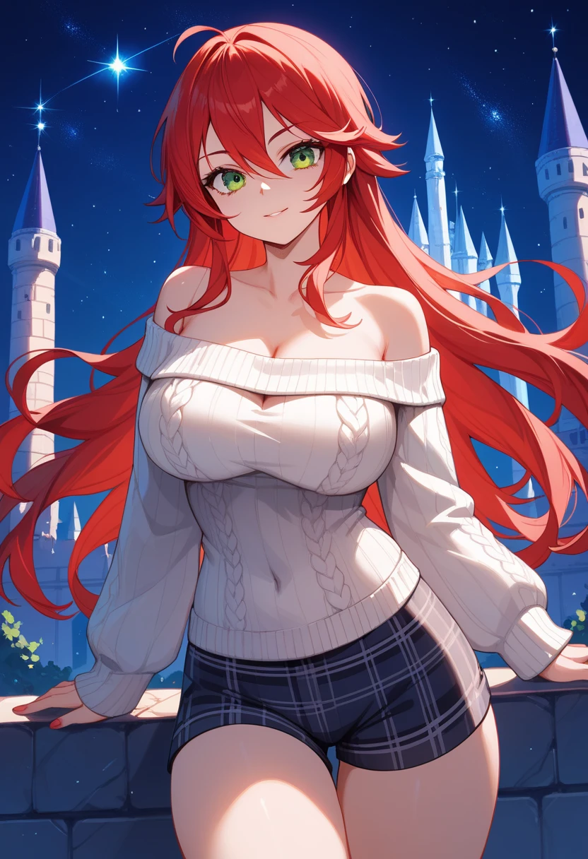 Beautiful woman with red hair in an enchanted castle