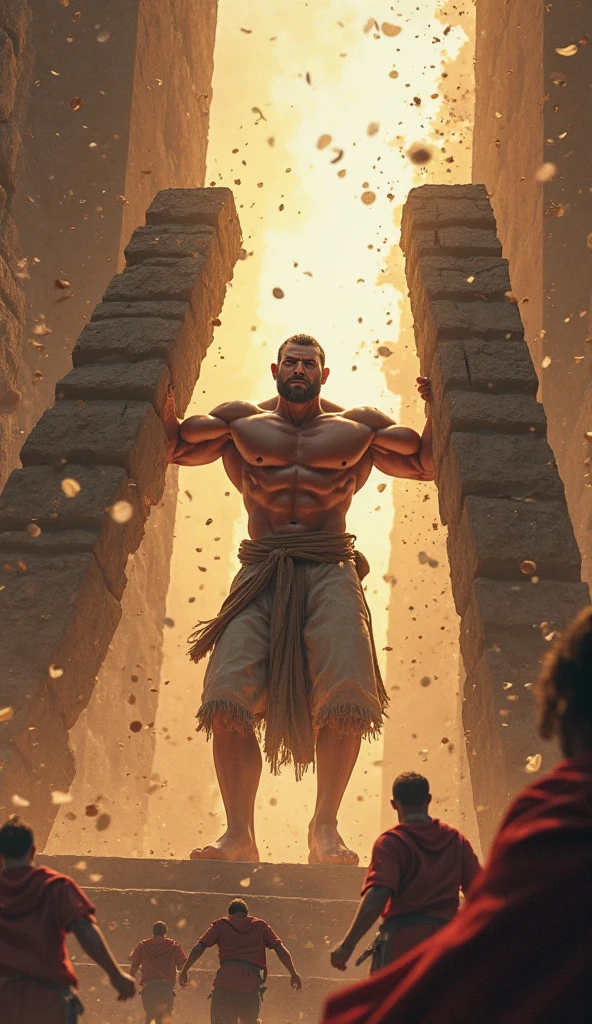 A man breaking free from chains and escaping the cave
