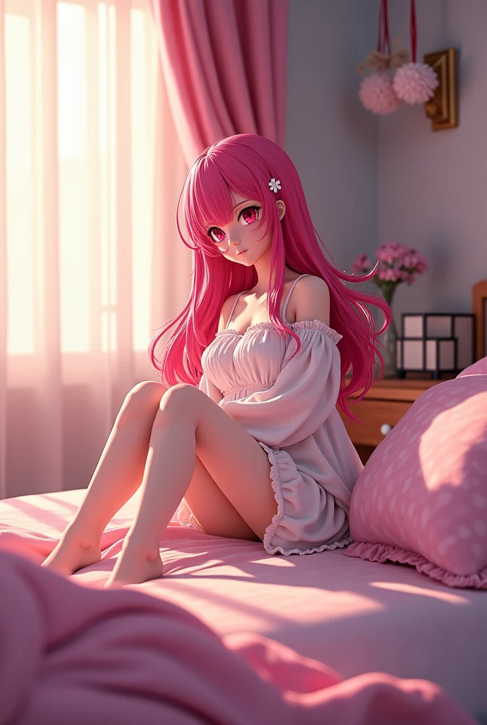 Bedrooms，Younger sister，Young，adolable，Large white size short sleeves，pink panty，seductiv，delicated，Need，masterpiece