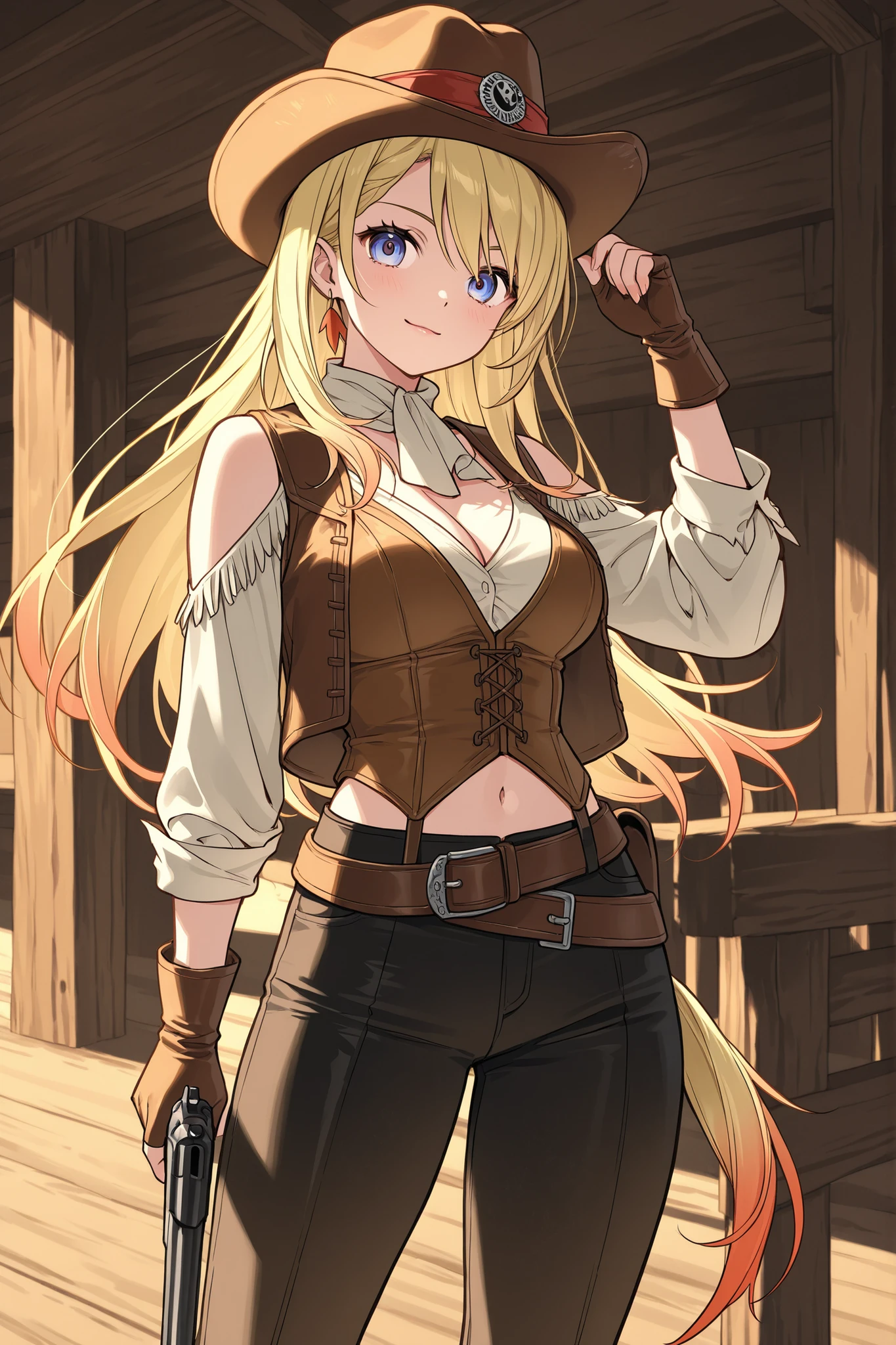 Wild West、cowgirl、、valley、sexy、gun、western drama、 Gold、side tail on a dolphin、girl、