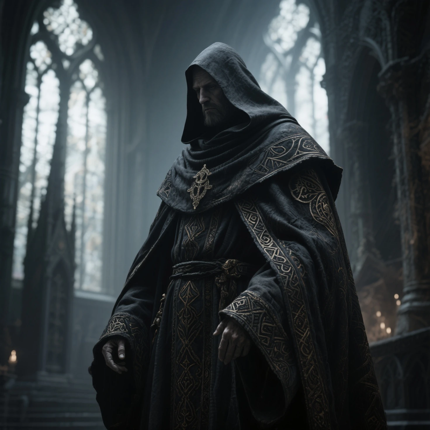 Character of a dark wizard for games

