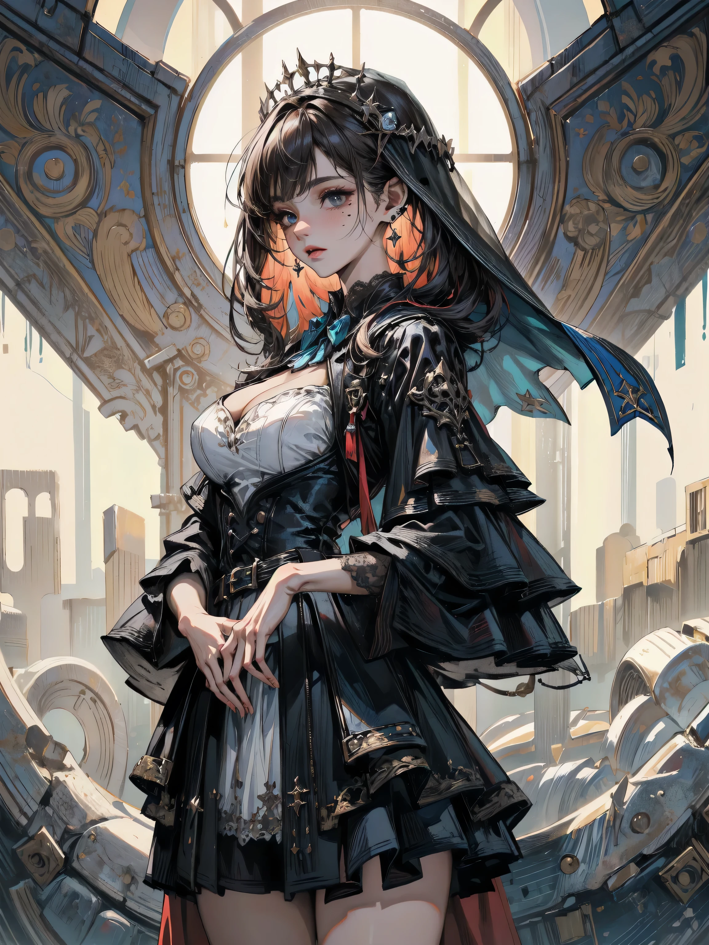 Official art, Unity 8k壁纸, ultra-detailliert, Beautiful and aesthetic, masutepiece, Best Quality, (Zentangle, mandalas, Tangle, Entangle), (Fractal Art:1.3) ,( 1girl in:1.4), Extremely detailed, Dynamic Angle, cowboyshot, Most Beautiful Form of Chaos, Elegant, a brutalist designed, vivd colour, romanticism, by james jean, roby dwi antono, by Ross Tran, Francis Bacon, michal mraz, Adrian Ghenny, petra cortright, Gerhard Richter, Takato Yamamoto, Ashley Wood, Atmospheric, ecstasy of musical notes, streaming musical notes visible,gear wheel