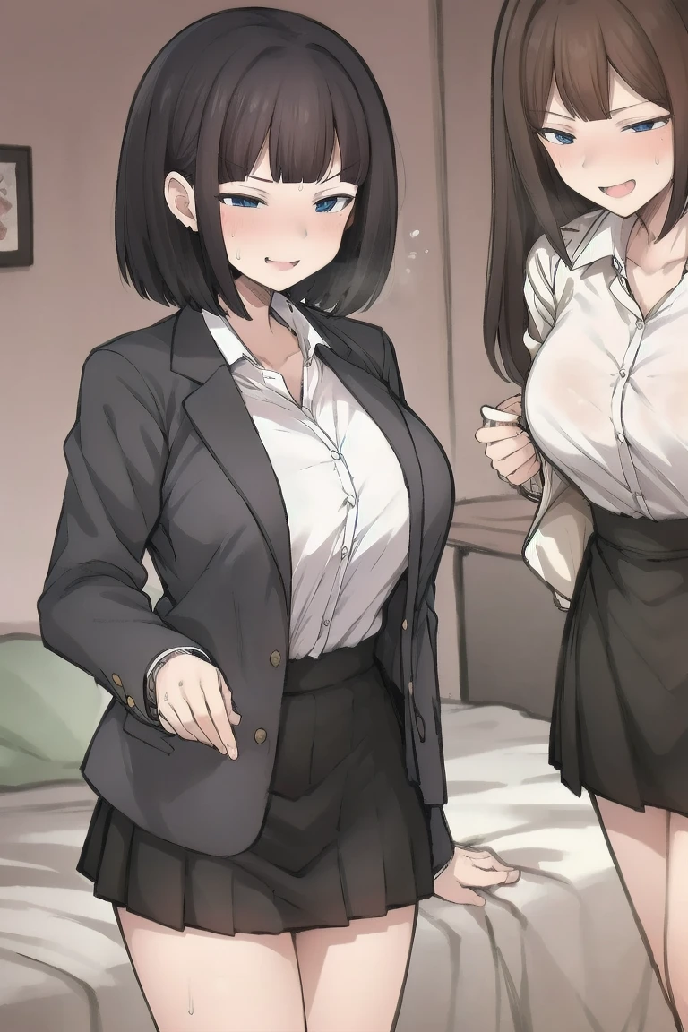 female business-person、being thin、Raise one leg high like a ballet dancer、A woman who seduces by sticking out her crotch、character sheets