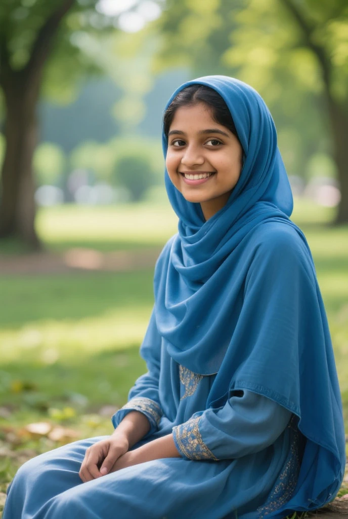 Young girl is on chair
In hijab