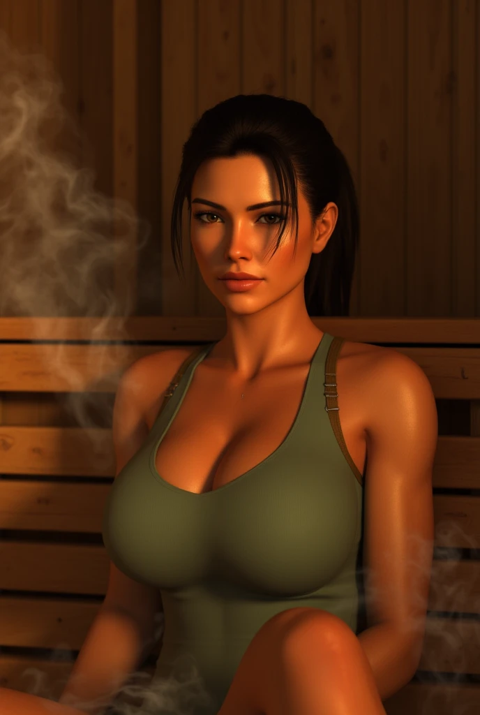 wet and wild, white t-shirt, hotpants, Lara Croft, soaked, see-through, wet, dripping, jungle pool