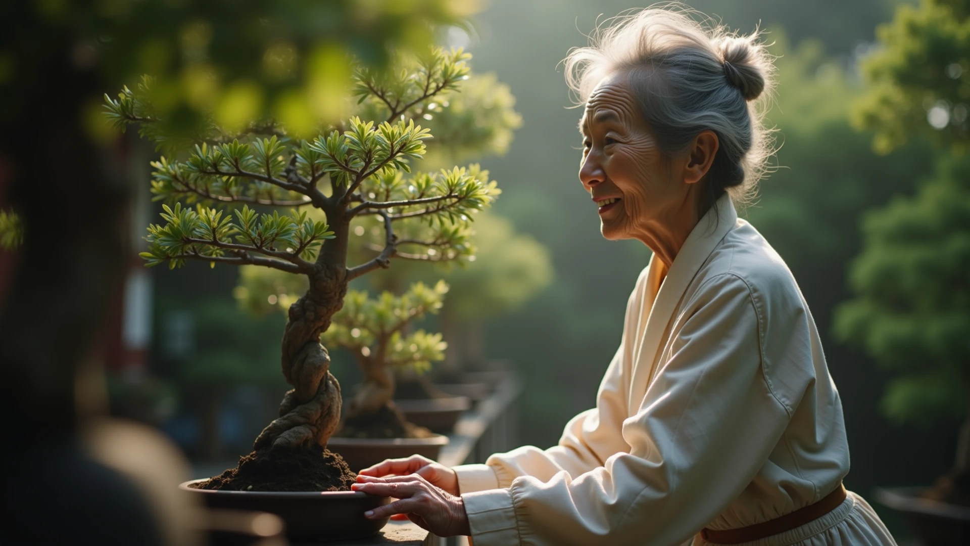 The old woman thanked the goddess by giving the goddess a extraordinary tree