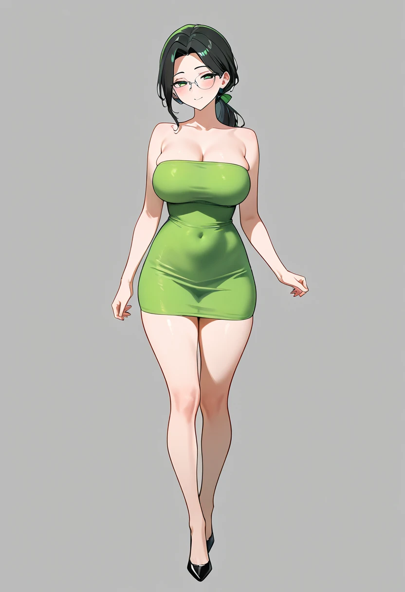 obra de arte, Melhor qualidade, uma mulher de 18 anos , fundo branco, fundo simples slim3, pele verde, Garota gosmenta, green hat, vestido verde, Wariza, olhando para o espectador, confuso, Full body big breasts standing in panties and bra