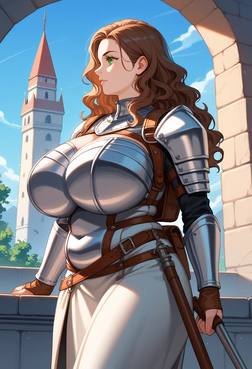 Hentai、High resolution、Colosseum in ancient Rome、A chubby slave gladiator with huge breasts wearing stylish armor smiles and spreads her legs to appeal to the audience.、Bayonetta、Perfect proportions、Cowboy Shot、Fatty thick legs、Sweaty、Clear eyes