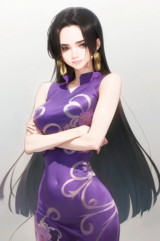 Detailed art, art sketch, sketch drawing, girl with Brazilian and Asian features, Japanese-like eyes, small and elegant lips, wavy hair with long bangs that extend a little past her light brown shoulders, deep gray eyes, makeup soft in purple and black eyes, elegant broad shoulders, elegant black dress