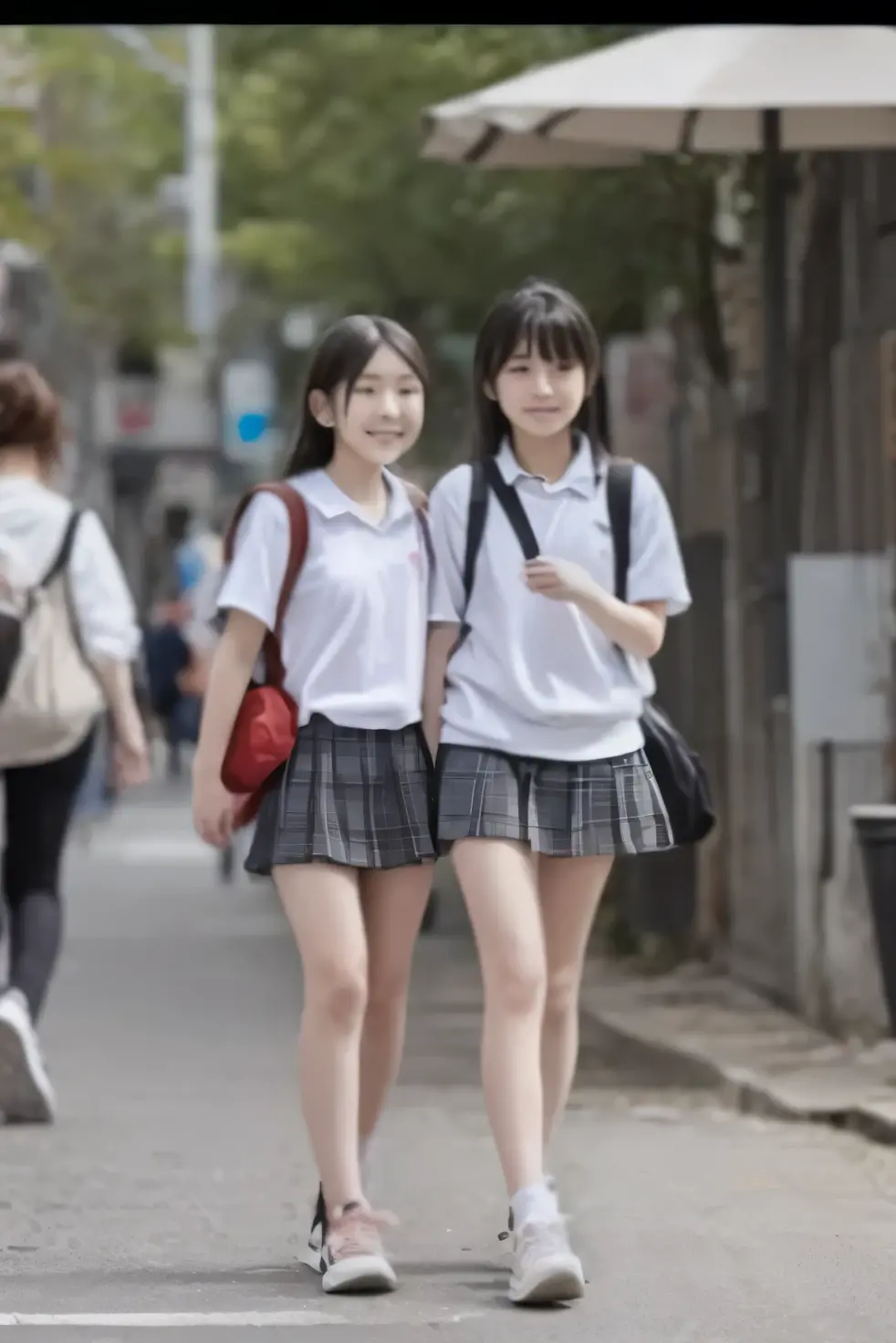 Japan women, Japan models, -yeld fee models, Canon 5D MK4 shooting, school uniforms, women chatting on the way to school