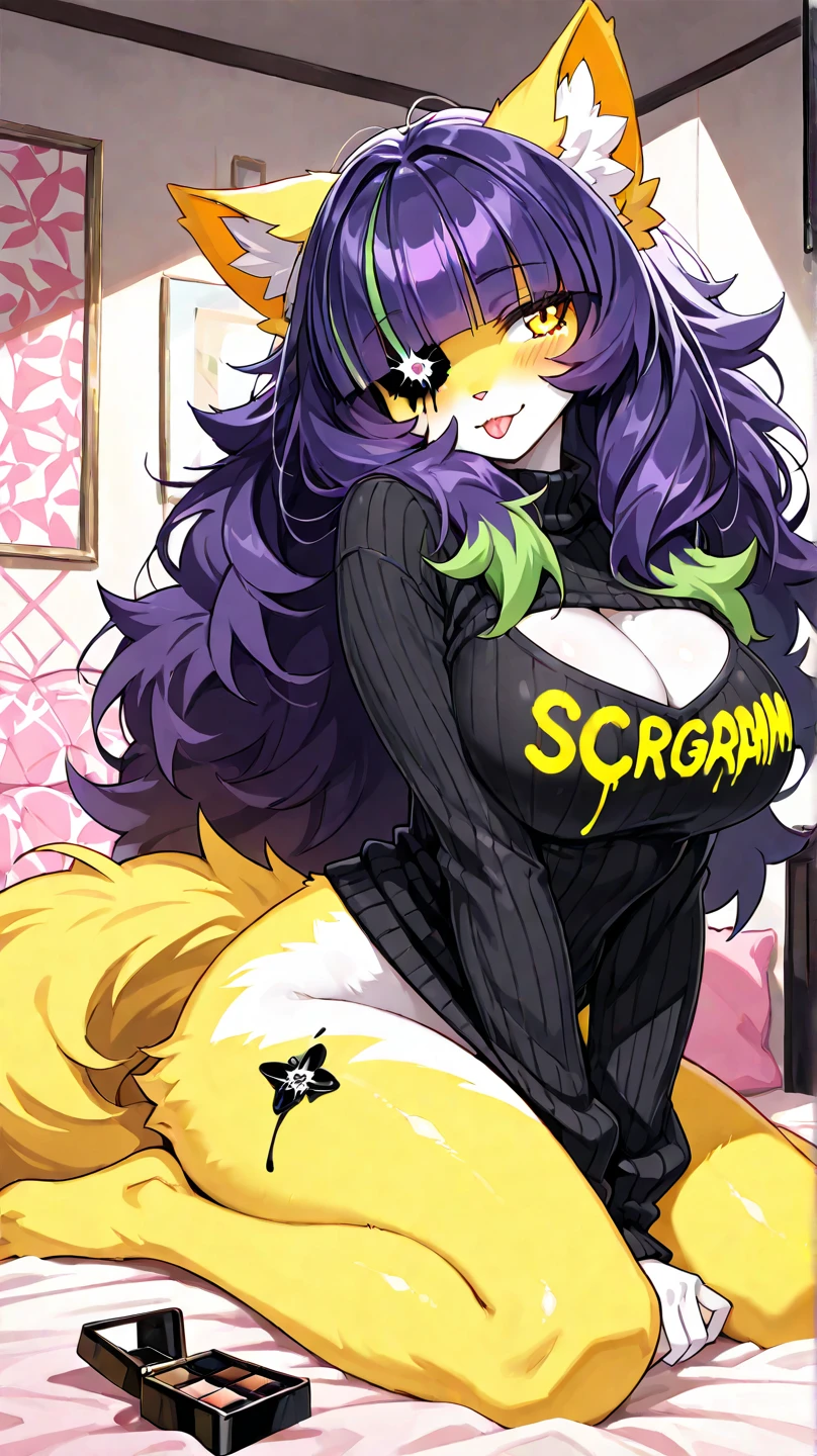 score_9, score_8_up, score_7_up, score_6_up, score_5_up, score_4_up, (solo girl masturbating orgasm), female anthro hyena, secretary clothes, mini skirt lusty, fluffy body, long blond hair, turquoise eyes, (thick thighs:1.5)  sex partial clothes, cleavage  (barely_visible_booba) , giant breasts  , looking at viewer, lying down on bed, front view, spreading legs, garter belt tights wet  wet_pussy wide_hips puffy_pussy pussy_juice_trail pussy_ejaculation pussy_juice pussy_juice_drip pussy_juice_strin (focus on pussy:1.3)